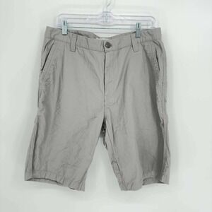 Calvin Klein Men's Gray Ripstop Cotton Flat Front Chino Shorts Size 34"